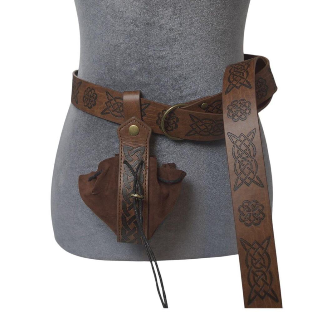 Brown Celtic Viking Style Belt Pouch Renaissance Faire Cosplay LARP Gift For Him